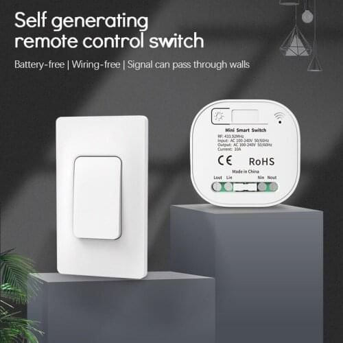 Wireless Switch Remote Control Light Self-powered RF433 Push Button Free Stickers 86 Home Wireless Easy Installation Wall Switch