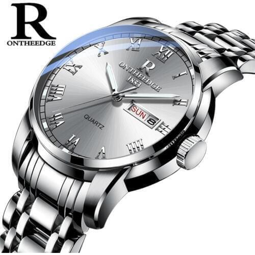 Watch Men Women Business Waterproof Clock Auto Date Silver Steel Mens Watches Fashion Casual Ladies Quartz Wristwatch NEW