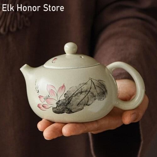 260ml Japanese Style Archaize Plant Ash Glaze Xishi Teapot Beauties Handmade Kettle Kung Fu Tea Teaware Customized Gifts