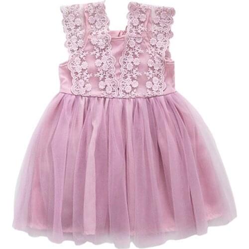Baby Clothes Kids Dress Princess Lace Tulle Tutu Backless Ball Gown Formal Party Dress Pink White 2 Color 1-6Y