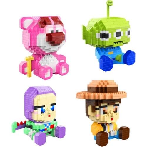 Disney cartoon Toy Story nanobrick Woody Buzz Lightyear figures micro diamond blocks Alien Lotso Lots-o'-Huggin' bear buildbrick