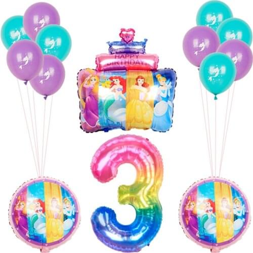 Disney princess foil balloons 40Inch Number baby girl birthday party balloon baby shower girl Birthday party decorations kids