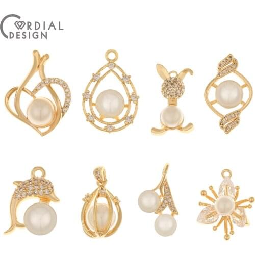 Cordial Design 20Pcs Jewelry Accessories/Hand Made/CZ Charms/Imitation Pearl/Genuine Gold Plating/Pendant/DIY Earrings Making
