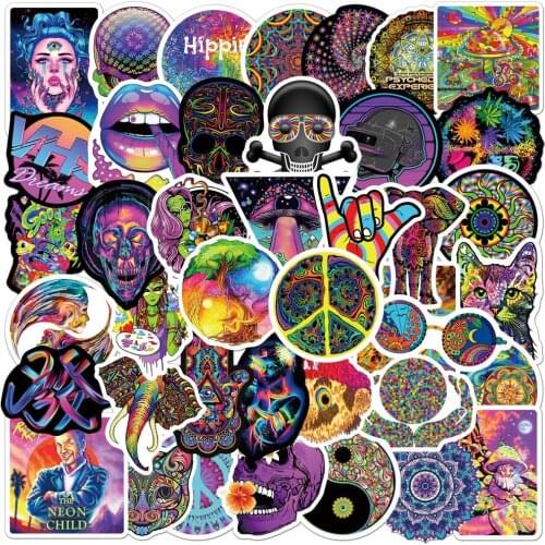 10/30/50PCS/ Cool Skateboard Cup DIY Suitcase Notebook Guitar Color Psychedelic Series Graffiti Decoration Sticker Wholesale