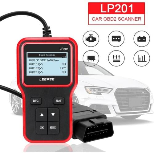 LEEPEE Car Diagnostic Tool OBDII Digital Display Auto Accessories OBD2 Code Reader OBD 2 Scanner Universal LP201 Plug and Play
