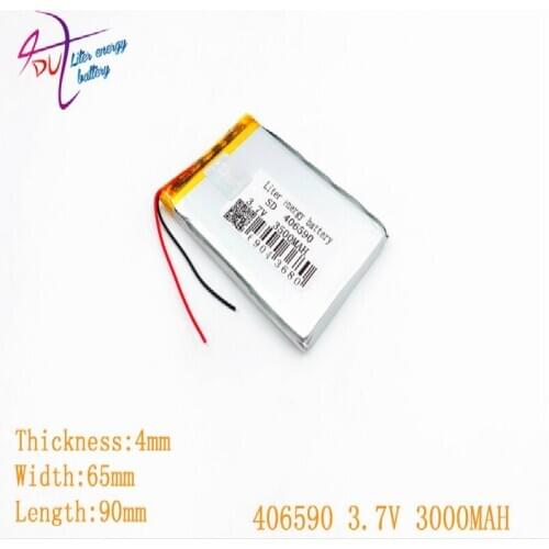 Liter energy battery 406590 3.7V 3000MAH smart home MP3 speakers Li-ion battery for dvr,GPS,mp3,mp4,cell phone,speaker