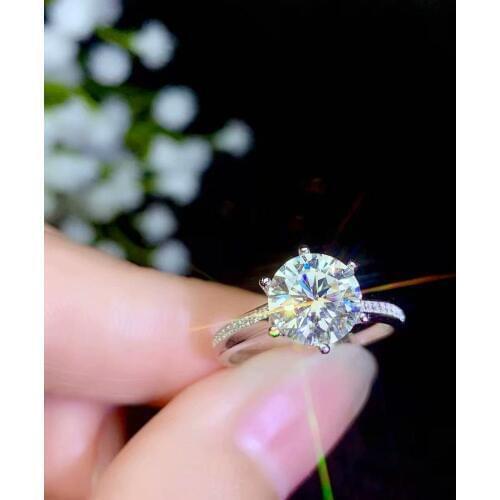 Moissanite New ring, 925 Sterling silver, beautiful color, sparkling, 1 carat 2 Carat Diamond moissanite