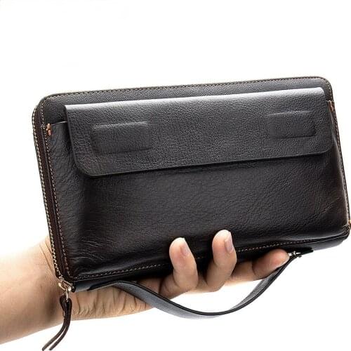 Hot sale mens long wallet leather wallet business first layer cowhide large capacity RFID antimagnetic clutch