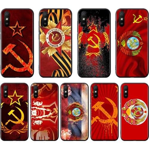Soviet Union USSR Flag For Xiaomi Redmi 9C 9T 9I 9AT 9A 9 8A 8 7A 7 6A 6 5 A 4X Prime Pro Plus Black Soft Phone Case