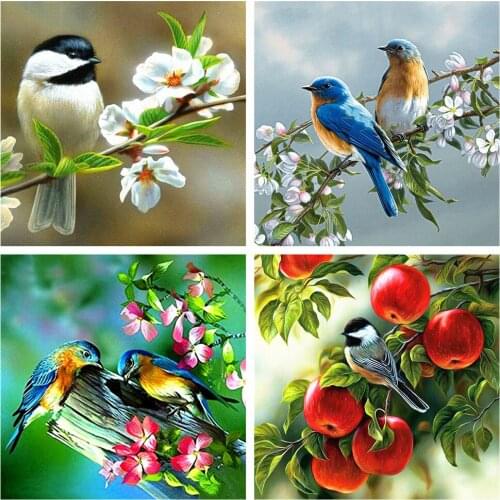 HUACAN Full Square/Round Diamond Painting Bird Mosaic Animal DIY Diamond Embroidery Cross Stitch Flower Home Decor Kits