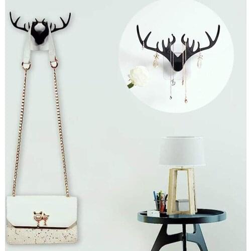 Wall Hanging Hook Vintage Deer Antlers Wall Coat Rack Self Adhesive Display Racks Key Hanger Wall Storage Horns Hangers