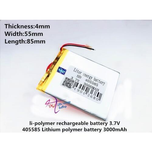 Newest 405585 Lithium Polymer Battery 3.7V 3000mAh Li ion Rechargeable Accumulator For Mobile Power Bank DIY E-book