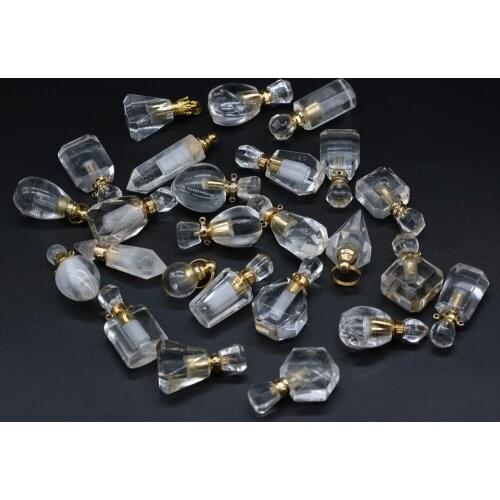 2021 New Style Natural Stone Perfume Bottle Pendant Irregular White Quartz For Jewelry Making DIY Necklace Accessory