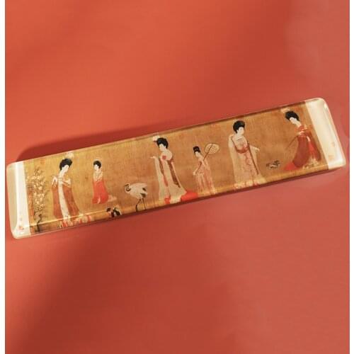 Chinese Traditional Pattern Design Resin Wrist Rest Pads For Mechanical Gaming Keyboard Handmade Crystal Clear Hand Wrist Trays