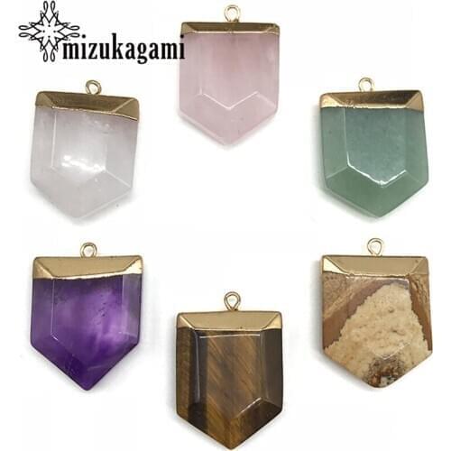 1pcs 20*25mm Natural Stone Charms Pendant Crystal arrow Pendant For DIY Jewelry Accessories