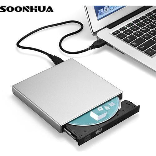 SOONHUA USB 2.0 Portable Ultra Slim External Slot-in DVD-RW CD-RW CD DVD ROM Player Drive Writer Rewriter Burner for PC