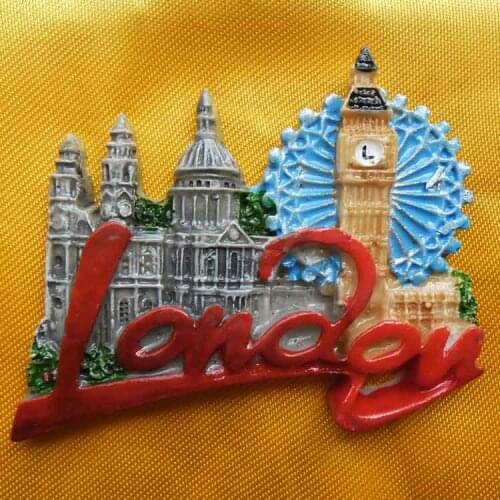 QIQIPP European Travel Memorial Refrigerator Sticker Big Ben London Eye Magnetic Sticker Fashion Travel Gift