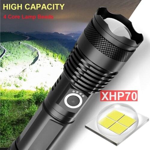Led Zoom Flashlights Xhp70 Strong Light Flashlight Usb Rechargeable Waterproof Lamp Super Bright Outdoor Camping Flashlight