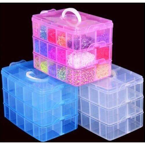 3 Layers 18 Compartments Clear Storage Box Container Jewelry Bead Organizer Case Drop shipping