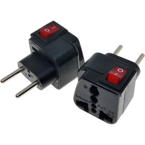 EU Europlug Inlay Type Electrical Plug Adapter AC100~250V 10A With On/Off Main LED Switch