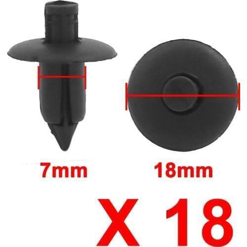 X Autohaux 18 Pcs 7Mm Black Plastic Rivet Engine Lining Trim Panel Fastener Clips For Car