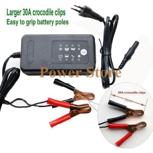 12V Car Battery Charger motorcycle Charger for 12V lead acid battery,with 30A larger alligator clips,easy to use for car battery
