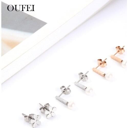 OUFEI Summer Accessories Pearl Earrings For Women Stainless Steel Jewelry Woman Earings Fashion Jewelry Jewelry Accessories