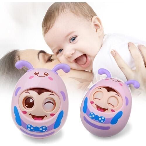 1Pcs Infant Newborn Baby Roly-Poly Teether Tumbler Cute Multicolor Cartoon Bee Egg Wink Style Soft Safe Educational Toys for Kid