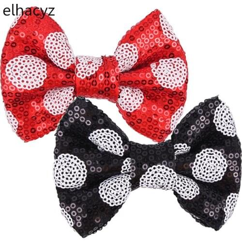1PC New Chic 4''/5'' DOT Glitter Sequins Bows Clips Barrettes Cartoon Bow Hairpins for Gilrs Kids Headwear DIY Hair Accessories