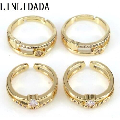 10Pcs Elegant Style Gold-color Rings Wedding Crystal Zirconia Ring For Women Minimalist Geometric Rings Jewelry