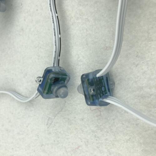 100pcs/set square typeDC12V addressable 12mm WS2811 RGB led smart pixel node;all WHITE 18AWG wire,IP68;with 2m xConnect pigtail