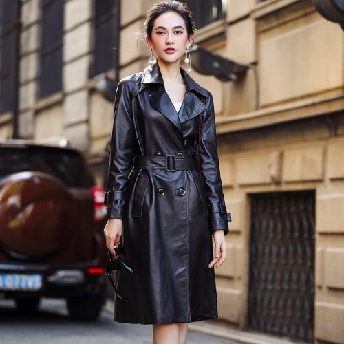 2020 Genuine Jacket Women Autumn Natural Sheepskin Coat With Belt Long Trench Female Real Leather Jackets OT1730