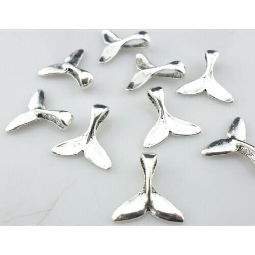 40pcs Tibetan Silver/Bronze Whale Tail Charms Bails Pendants 5x16x16mm Jewelry Findings
