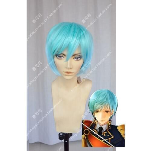 Anime Touken Ranbu Online Ichigo Hitofuri Cosplay Wig Short Blue Heat Resistant Synthetic Hair Wigs + Wig Cap