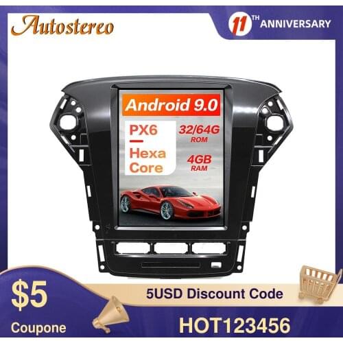 Tesla Style Android 9.0 6 Core Car GPS Navigation For Ford Mondeo/Fusion MK4 11-13 Stereo Head Unit Multimedia Player Auto Radio