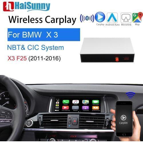 Wireless Navigation Carplay For BMW CIC NBT X3 F25 2011-2016 Support Multimedia IOS Android Auto Google Maps Reverse camera