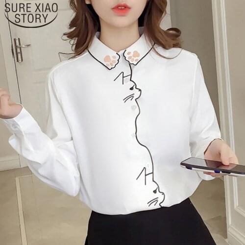 Spring Pattern White Shirt Female Women Tops Long Sleeve Embroidery Women Blouses Shirt Office Girl Shirt Female Blusa 7902 50