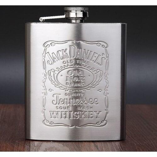 7oz Stainless Steel Pocket Hip Flask Engraved Leather Alcohol Bottle Portable Outdoor camping Travel Wine Drink Pot with Funnel