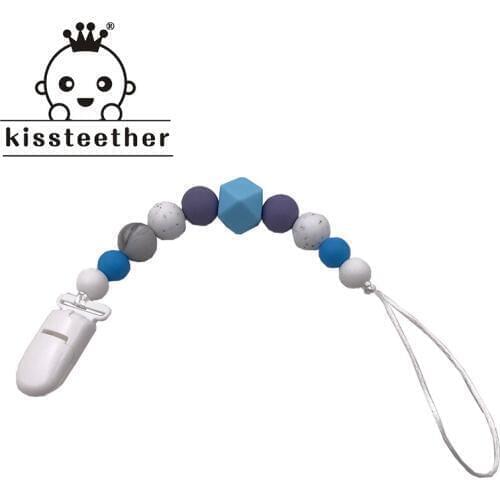 Baby Silicone Pacifier Chain Holder Sooth Teething Dummy Baby Products Customized Name Silicone Beads Star Teether Shower Gift