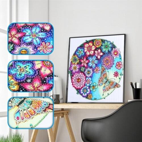 DIY 5D Special Shaped Diamond Painting Colorful Butterfly Flower Diamond Embroidery Rhinestone Crossstitch Kit Art Picture Decor