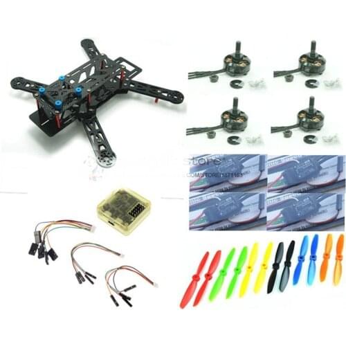 DIY FPV mini drone nighthawk 250 / QAV280 pure carbon frame kit + cobra 2204 2300KV motor + cobra 12A ESC + CC3D / NAZE32 10DOF
