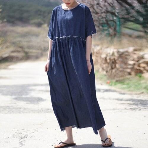 Голубые летние платья Johnature China At AliExpress