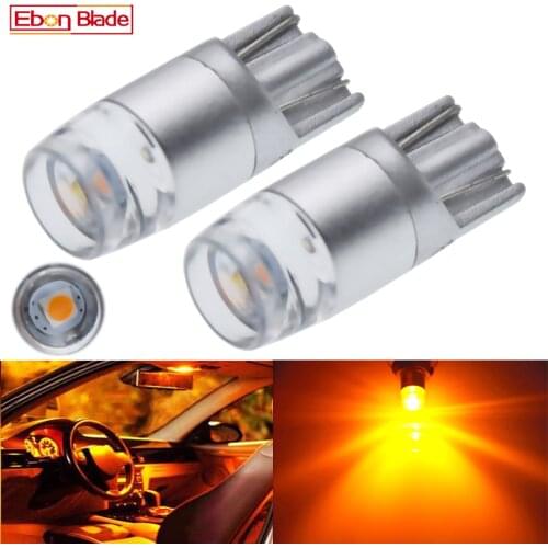 2Pcs T10 194 168 W5W 2825 3030 Amber Orange Yellow LED Bulbs For Auto Interior Map Dome Light Car Parking Position Lamps 12V DC