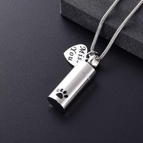 MiniCremation Store cremation jewelry for ashes Cylinder corrosion dog claw top can open accessories free engraving any font