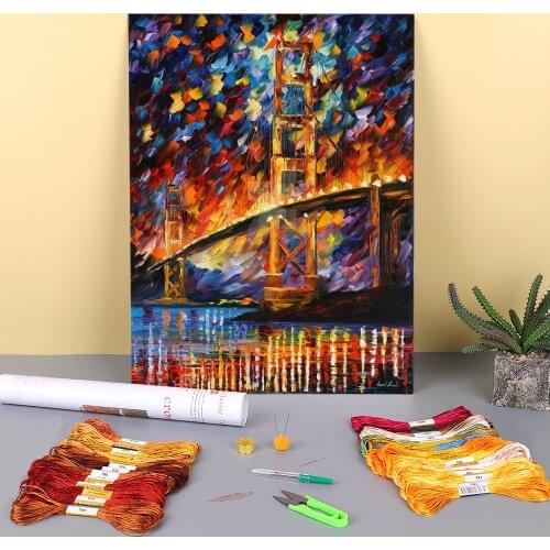 Golden Gate Printed 11CT Cross-Stitch Complete Kit DIY Embroidery DMC Threads Handmade Knitting Handiwork Craft Home Sales