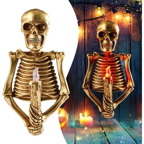 New Skull Night Light Portable Bedside Lamp with Red Flame Lights Horror Ghost Festival Indoor Home Decoration Halloween Gift