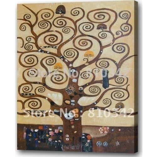 Wholesale canvas art good quality painting of Klimt oil paintings lucky tree for house