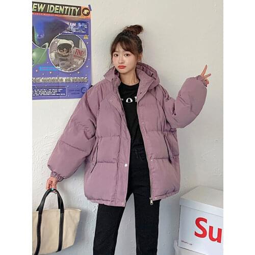 Winter Coat Women Cotton-padded Jacket 2021 New Female Korean Hooded Loose Harajuku Jacket Women Warm Thick Short Parkas Mujer