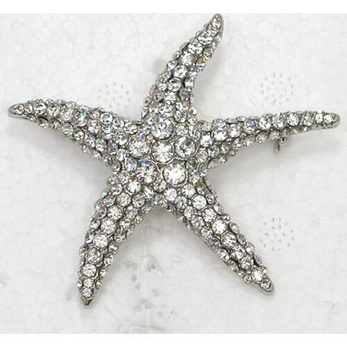 Clear Rhinestone Star Pin brooches Fashion Jewelry gift C2134 A