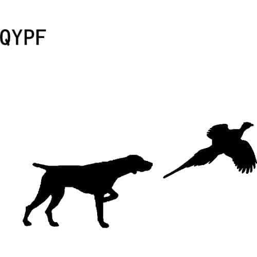 QYPF 15.2CM*6.8CM German Shorthair Pointer Pheasant Personality Vinyl Car Sticker Decal Black Silver C15-3207
